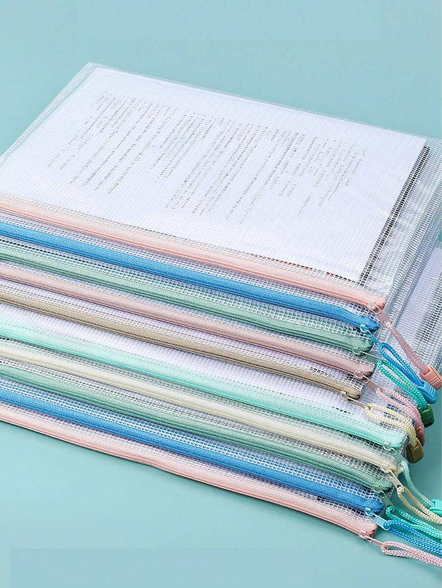 Organizer Dokumen Transparan A4/A5/A6 untuk Pelajar dan Profesional, Seri Warna Macaron & Seri Warna Morandi, Ideal untuk Penyimpanan Kertas dan Ujian. Kembali ke Sekolah. Tas Dokumen Ritsleting Tahan Air dengan Kotak Besar - MultiWarna - View 1