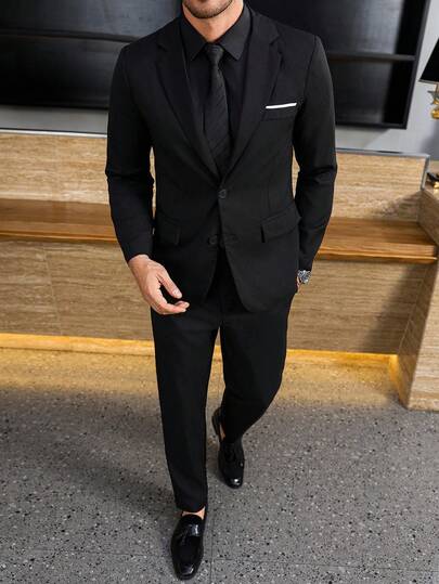 Calvornis 1套男士商务休闲单排扣西装外套和裤子，披肩领设计，更显时尚层次，适合通勤、商务、派对和宴会。这套西装是男士衣橱中不可或缺的百搭单品，也是送给男朋友或老公的绝佳礼物。