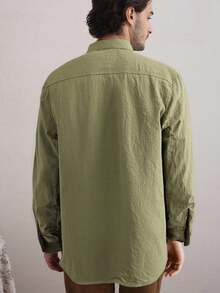 Manfinity CityGents Camicia casual monopetto a tinta unita con tasche e maniche lunghe, stile "Old Money", adatta per l'autunno