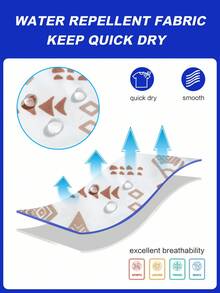 Manfinity VDAYZ Men's Geometric Print Drawstring Waist Double Layer Beach Shorts - Beige - View 5