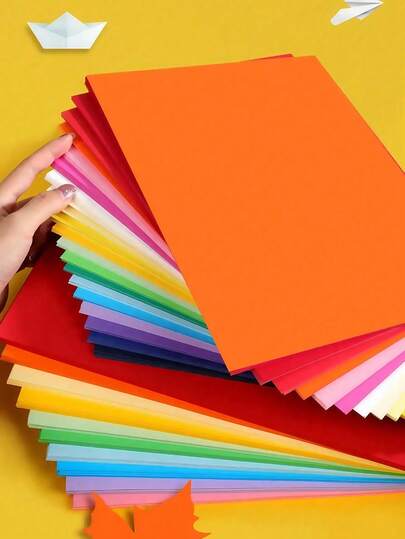 SHEIN 20/100PCS Colored Hard Card A4 Paper /Colored Paper Thickened Paper Cutting Stacked Paper Collection A4 Handmade Paper Material Art Greeting Card Handwritten Newspaper