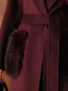 MOTF PREMIUM WOOL SHAWL COLLAR BELTED OVERCOAT - Burgundy - View 3