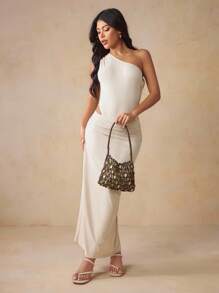 SHEIN SXY 女士、女式单肩包、流浪包、钩针包、亚克力彩色石珠、时尚、优雅、简约、个性化、多功能、适合海滩、度假、节日、夏季、海边、日常、下午茶、海滩派对 - 咖啡 - 查看 9