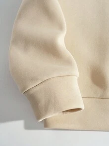 时尚可爱的秋季鸭子和南瓜图案套头衫，女士圆领长袖休闲装 - 杏色 - 查看 3