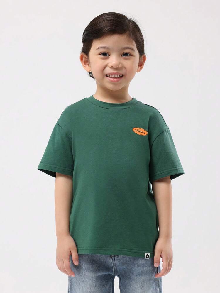 Cotton T-Shirt With Large Script Print And Round Neck