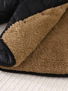 SHEIN Infant/Toddler Baby Boy Thick Thermal Lined Hooded Front-Zip Jacket, Suitable For Outdoor, Indoor, Sports, Baby Outerwear, Fall Winter 3M-3T Fall/Winter Neutral Baby Clothes Newborn Baby Clothes Unisex Jacket - Black - View 7