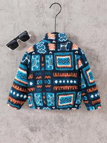 SHEIN Infant/Toddler Boys' Geometric Pattern Fleece Zip-Up High Collar Jacket, Suitable For Daily Wear, Outings, Travel Baby Boy Fleece Jacket Baby Boy Winter Jacket Boys Geometric Print Jacket 6 Months Baby Boy Winter Coat Newborn Baby Boy Zip Up Jacket Baby Boy Baby Girl Fleece Jacket Baby Boy Baby Girl Sherpa Jacket 3M-3T Fall/Winter Neutral Baby Clothes Neutral Baby Clothes Unisex Jacket - Multicolor - View 3