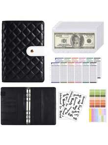 1Set A6 PU Leather Binder Planner, Budget 6 Ring Notebook With Stylish Design, Multi-Functional Personal Organizer Binder, Cash Budget Folder, Complete Money Planner Organizer Expense Tracker, Saving And Budgeting - Multicolor - View 4