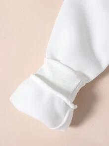SHEIN 少女休闲日常优雅通勤长袖笑脸棋盘格圆领卫衣，适合秋冬季穿着，适合上学、度假和外出。 - 白色 - 查看 7