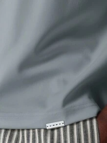 SUMWON 蒙特卡洛法国里维埃拉夏季海滩图案 T 恤超大街头短袖休闲度假舒适版型 T 恤 - 藍色 - 查看 5