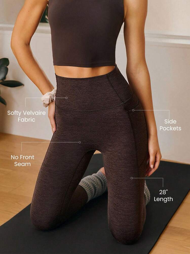 28" Softy Velvaire No Front Seam Ultra High-Waist Leggings With Side Pockets Low Impact Yoga Pilates Studio Daily Casual Wear  Spring Summer