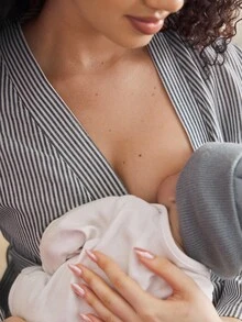 Bata de maternidad de verano de moda informal y de lactancia, bata corta de maternidad para mujer, invierno - Multicolor - Ver 5