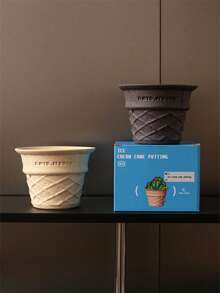 Joivida 1pc Original Design Ice Cream Cone-Shaped Ceramic Flower Pot, Creative & Exquisite Plant Pot, Stylish & High-End, Ideal For Home Décor, Outdoor Balcony Succulent Planter, Gift Present, Garden Planting Pot - Multicolor - View 7