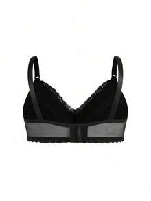 BloomMama Plus Size Maternity Solid Color Lace Nursing Bra