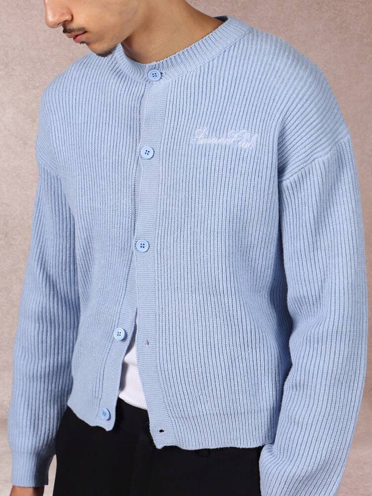 Ribbed Knit Cardigan With Button Front