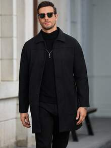 Manfinity CasualCool Áo khoác dài dáng suông dành cho nam giới trưởng thành, phù hợp cho trang phục thường ngày, đi làm, phong cách đường phố, thích hợp cho mùa xuân và mùa thu. Chiếc áo khoác này là một món đồ đa năng không thể thiếu trong tủ quần áo của nam giới, và là một món quà tuyệt vời dành cho bạn trai hoặc chồng. - màu đen - Xem 4