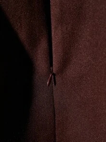 Franclia Women's Elegant Autumn/Winter Commuter Straight Wool Skirt With Metal Decor Buttons And Front Center Slit - Brown - View 3