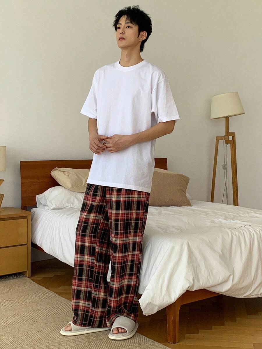 DAZY Men's Plaid Red And Black Pajama Bottoms, Spring/Summer, Fall, Winter - Red - View 1