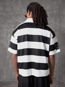 PAVTROS 男士 T 恤、水钻、万圣节、万圣节派对、街头服饰、返校 - 黑與白 - 查看 2