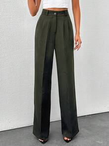 SHEIN Tall 高腰女式纯色阔腿裤 - 摩卡棕 - 查看 5