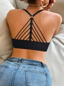 SHEIN 1pc Women's Front Closure Wireless Bra, Comfortable & Supportive - Black - View 6