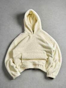 Manfinity EMRG Áo hoodie dài tay có túi màu trơn, dáng rộng, thường ngày cho nam, mùa thu - Màu be - Xem 1