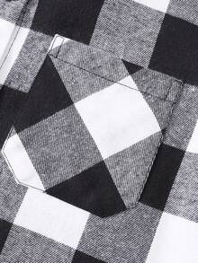 SHEIN Sparklyn 3 件套女童休闲格子衬衫（带口袋）、长袖上衣和紧身裤，适合年龄较大的青少年女孩 - 黑色 - 查看 6