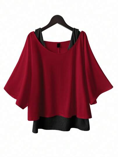 SHEIN Essnce 大码女式休闲两件套西装，背心和露肩上衣两件套西装，女式夏季两件套西装，外出上衣女式夏季服装，露肩上衣可爱上衣可爱夏季上衣