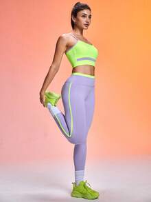 SHEIN Sovereign Charm Canotta corta con spalline a spaghetti, schiena aperta e colori a contrasto - Multicolore - Visualizzare 5