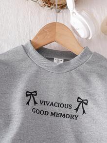 Genkimix Kids Set de 2 sudaderas holgadas con estampado floral y decoración de lazo, estilo coreano para niñas