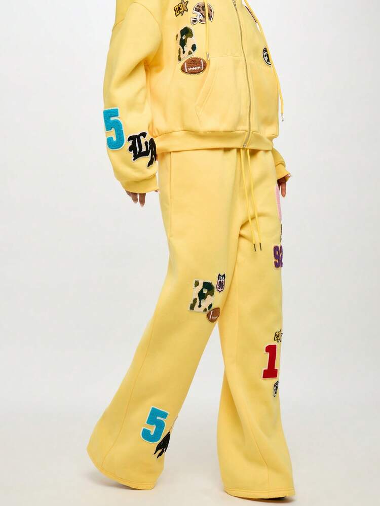 SUMWON WOMEN Varsity Badge Sweatpants With Patch Details And Drawstring Waist