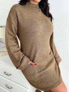 EURMUSE Women's Casual Pocket Sweater, Daily Wear, Comfortable, Fall, Winter - Brown - View 6