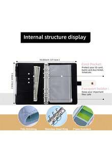1Set A6 PU Leather Binder Planner, Budget 6 Ring Notebook With Stylish Design, Multi-Functional Personal Organizer Binder, Cash Budget Folder, Complete Money Planner Organizer Expense Tracker, Saving And Budgeting - Multicolor - View 2