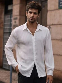 Manfinity VCAY 男士休闲纯色修身长袖衬衫，秋季，Old Money