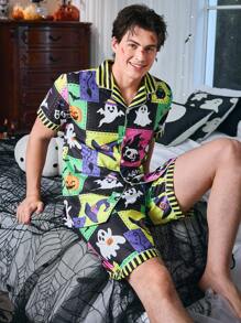 CoupledUp 万圣节泡泡皱开衫男士睡衣套装 - 彩色 - 查看 7