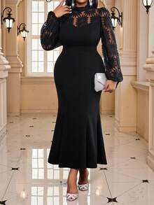 Fleurora 秋冬优雅通勤办公室派对酒会演唱会/音乐节黑色针织立领美人鱼主教袖撞色蕾丝长款长袖大码连衣裙大码黑色透视领长袖连衣裙女秋装秋装女秋装女秋装女秋装女秋装女秋装女秋装女秋装女冬装女冬装女冬装女冬装女派对礼服优雅派对礼服长款派对礼服优雅派对礼服女士派对礼服优雅派对礼服曲线派对礼服长款派对礼服优雅礼服女士优雅礼服女士黑色礼服 - 黑色 - 查看 5