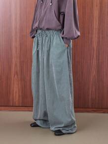 COUREZ Low Rise Striped Baggy Barrell Trousers /Y2K  Clothes For Women Spring Clothes For Women  Outfits For Women Wide Leg Pants - Army Green - View 5