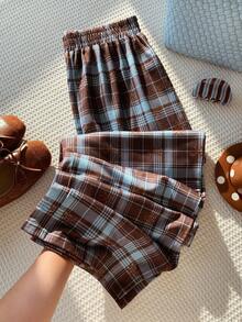 Comfortcana 女式休闲日常格子松紧腰宽松运动裤 - 彩色 - 查看 1