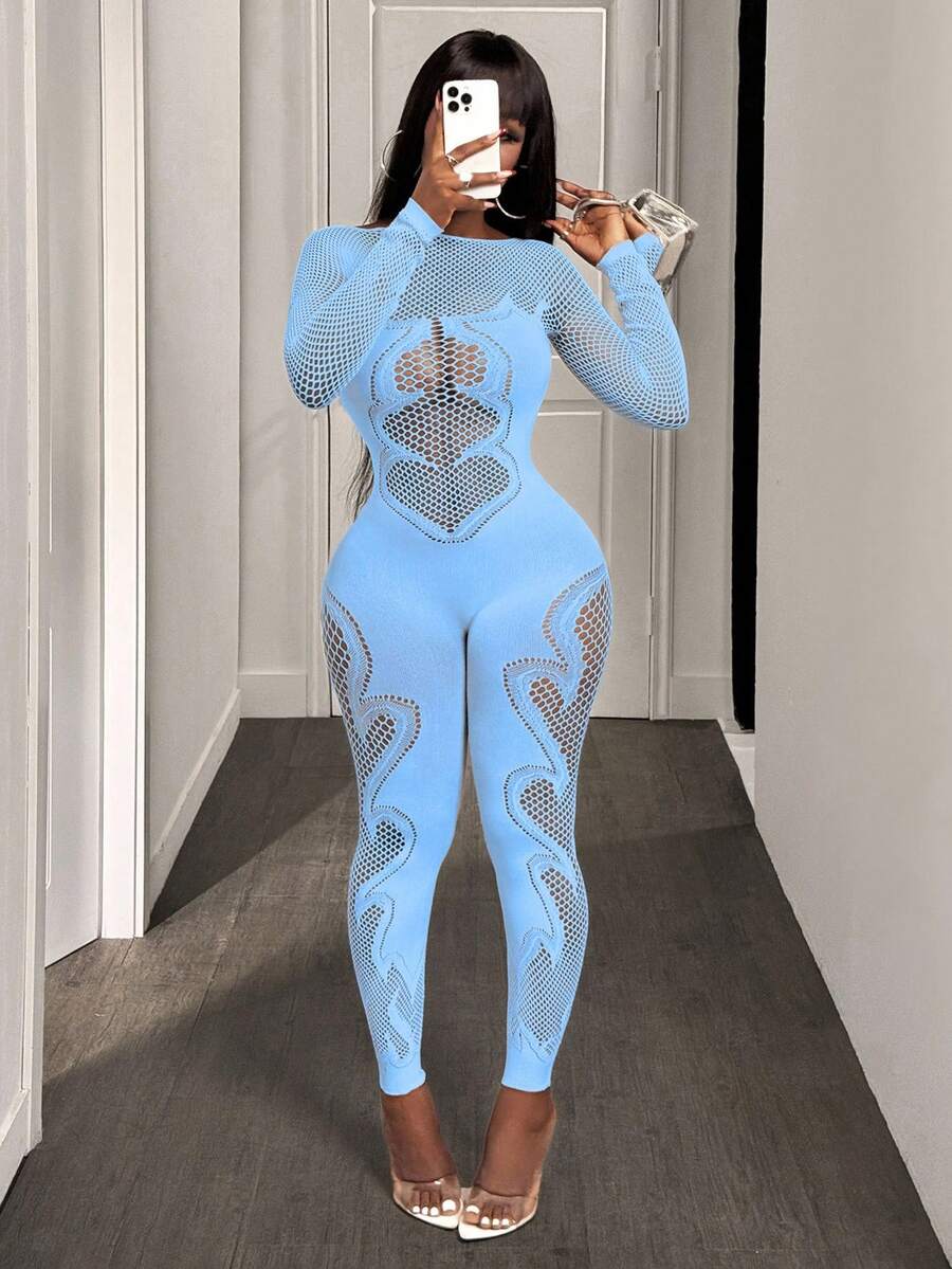 BamGleam 女士性感镂空提花紧身连衣裤