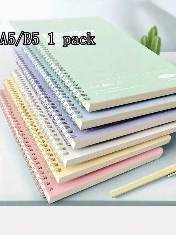 SHEIN 6 Pack 60 120 Pages A5 B5 83x59 Inch Spiral Notebook College Ruled 7mm Thick Paperboard Cover 6 Colors Study Note Taking Journal Writing Back To School Office Supplies Coil Notebook Large Capacity Thick Minimalist Stylish Multicolor Notebooks For Students Women Work Home Summer Fall Stationery Gift