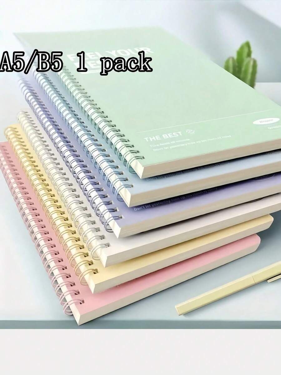 SHEIN 6 包 60 120 页 A5 B5 83x59 英寸螺旋笔记本学院横线 7 毫米厚纸板封面 6 种颜色学习笔记日记写作返校办公用品线圈笔记本大容量厚简约时尚多色笔记本适合学生女士工作家庭夏季秋季文具礼物