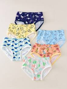 6pcs/Pack Celana Dalam Anak Laki-Laki Lucu Aneka Warna Dasar Lembut Nyaman Seri Dinosaurus - MultiWarna - View 9