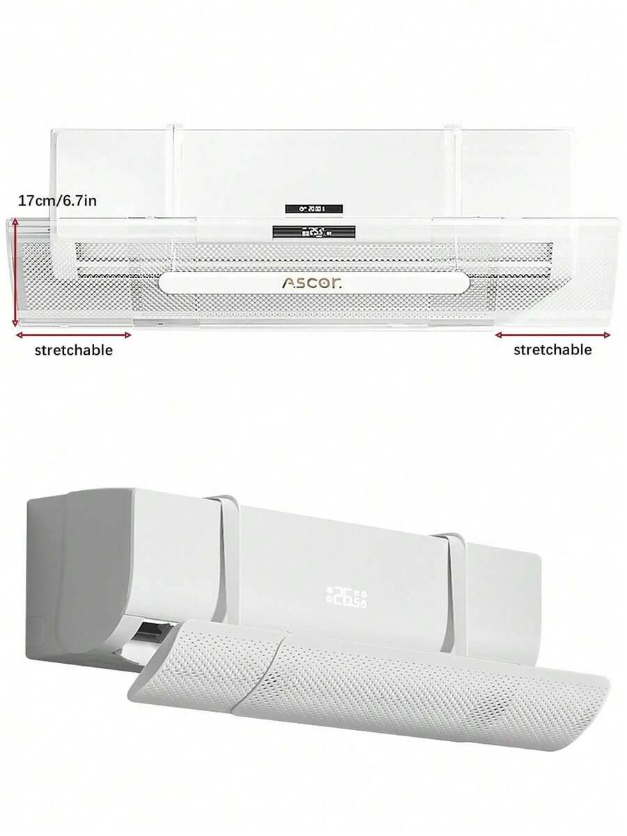 SHEIN 1个可调节空调出风挡板，（PET）可调节透明出风口挡板，可调节出风罩，防直吹空调出风挡板，可左右上下调节位置 - 白色 - 查看 1