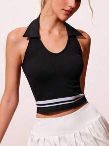 CourtClass 女式挂脖日常健身运动条纹背心 - 彩色 - 查看 6