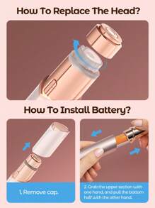 Teckwe Recortador de cejas eléctrico portátil recargable, epilador de cejas indoloro, afeitadora de cejas para mujeres, herramienta de afeitado facial, también para piernas, labios, axilas y manos, pelusa de durazno-oro rosa - Oro champán - Ver 6