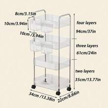 SHEIN 1pc Simple Movable Trolley Storage Rack, Floor-Standing Simple Bookshelf, Cosmetics And Snack Storage Rack With Wheels, Suitable For Home And Office