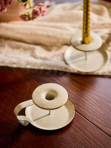 Cirelle 2pcs Teacup Candle Holders, Old Retro White Small Iron Candle Holders, Scented Candles, Home Living Room Decoration, Holiday Decoration, European Dining Table Atmosphere Decoration, Chinese New Year, Valentine's Day Decor, Christmas, Mother's Day Gift, Rama Table Decor, Family Dining, Wedding Decor, High-End Cafe Supplies, Gifts For Parents, Housewarming Gift, Summer Home Decor