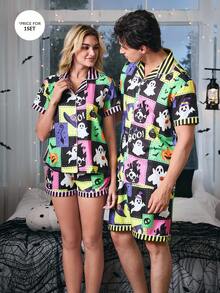 CoupledUp 万圣节泡泡皱开衫男士睡衣套装 - 彩色 - 查看 3