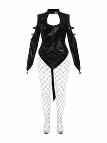 Fantasy Costume 大码时尚性感镂空前内衣 - 黑色 - 查看 3