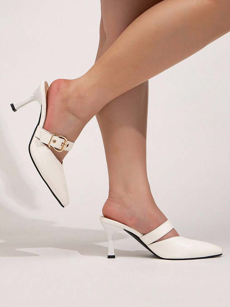 CUCCOO CURVES Plus Size Women's Pointed Toe Low Heel Fashion Strap Buckle Design High-End Ladies High Heel Pumps